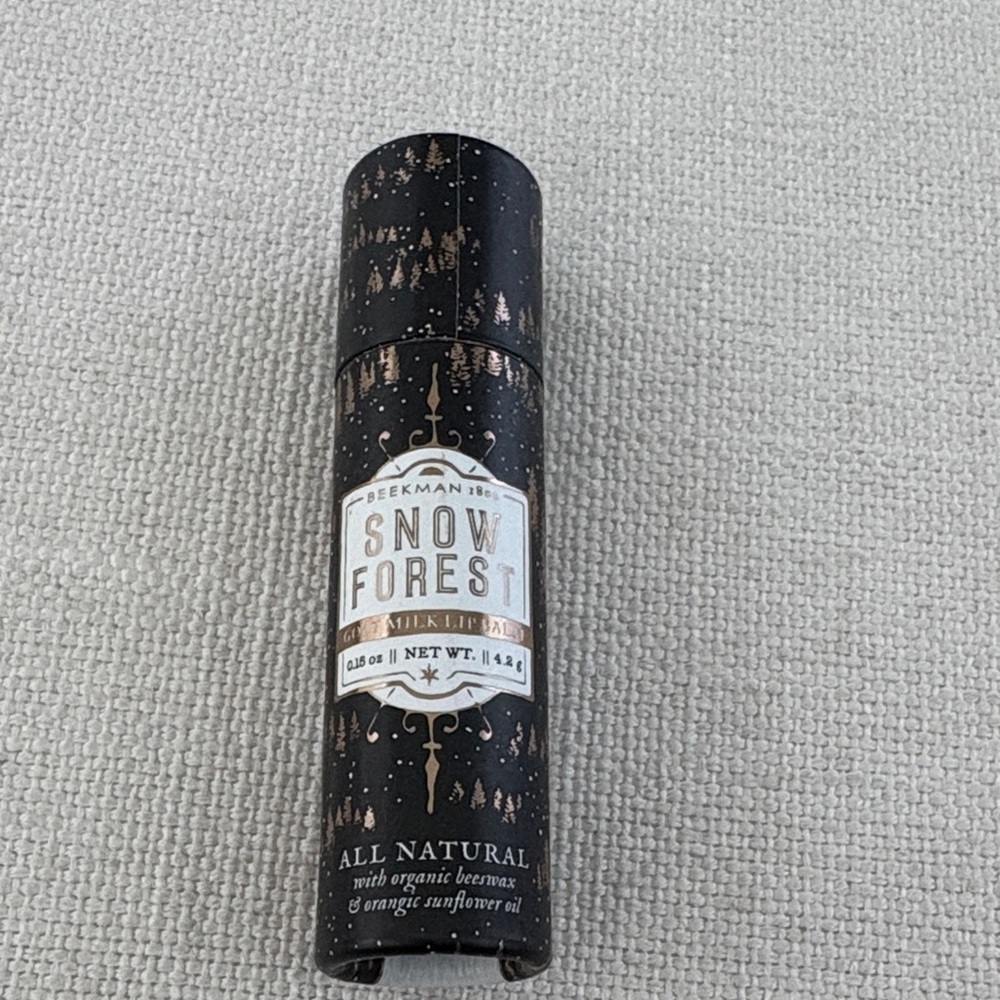Beekman 1802 Snow Forest Lip Balm in Black and White Package. ~NEW~